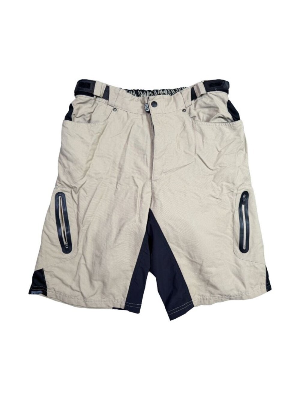 Zoic Ether MTB Shorts Men’s XL Khaki Black Essential Liner Padded Bike Cycling